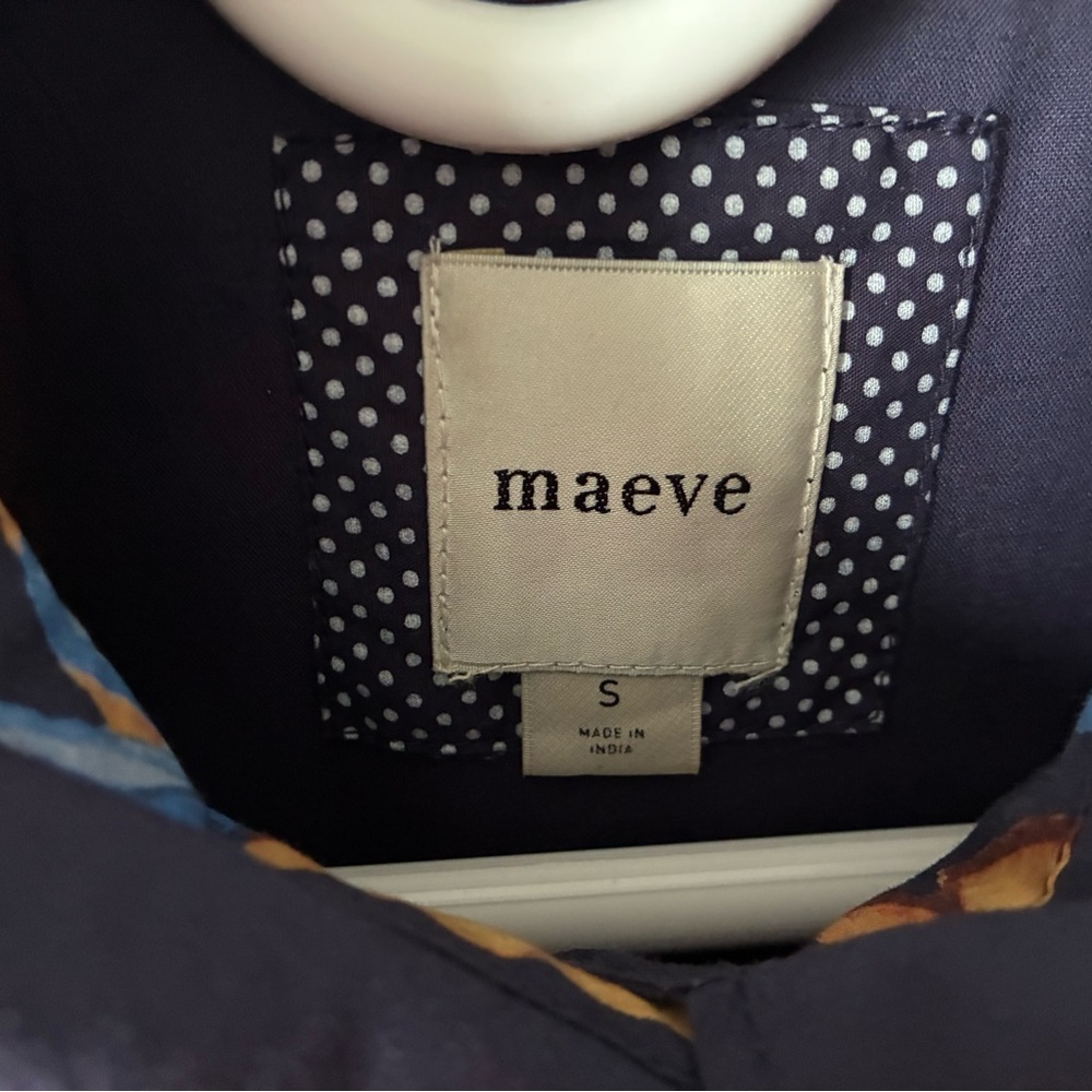 Anthropologie Maeve Midi Dress Blue Floral Lillian Button-Front City Size S - Picture 2 of 5